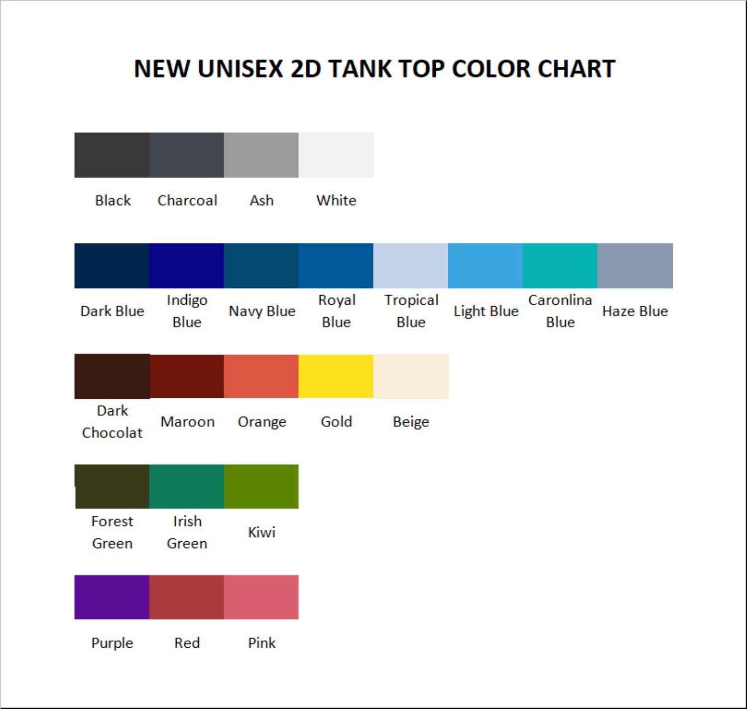 tank top color chart - Blue Lock Shop