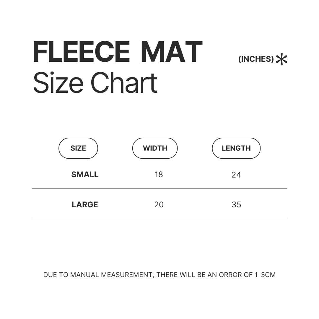 Fleece Mat Size Chart - Blue Lock Shop